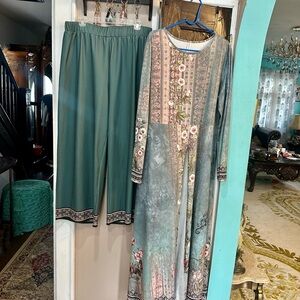 Zolucky Floral Print Dress & Pants Set